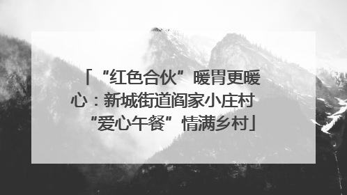 “红色合伙”暖胃更暖心：新城街道阎家小庄村“爱心午餐”情满乡村