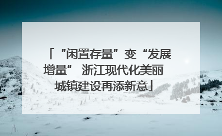 “闲置存量”变“发展增量” 浙江现代化美丽城镇建设再添新意