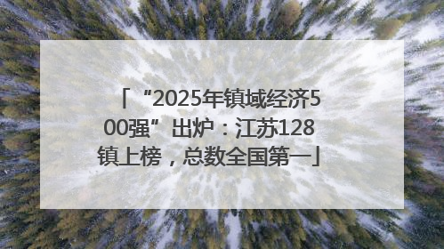 “2025年镇域经济500强”出炉：江苏128镇上榜，总数全国第一