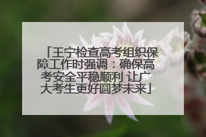 王宁检查高考组织保障工作时强调：确保高考安全平稳顺利 让广大考生更好圆梦未来