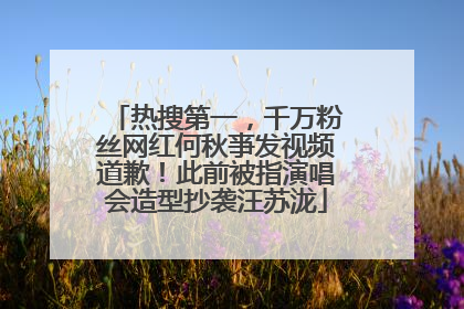 热搜第一，千万粉丝网红何秋亊发视频道歉！此前被指演唱会造型抄袭汪苏泷