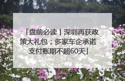 盘前必读丨深圳再获政策大礼包；多家车企承诺支付账期不超60天