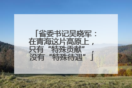 省委书记吴晓军：在青海这片高原上，只有“特殊贡献”，没有“特殊待遇”