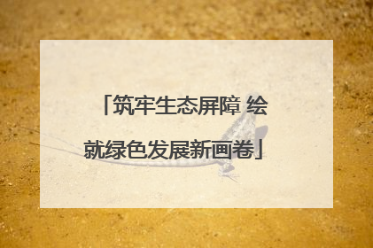 筑牢生态屏障 绘就绿色发展新画卷
