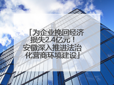 为企业挽回经济损失2.4亿元！安徽深入推进法治化营商环境建设