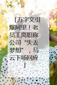 万字文引爆阿里！老员工离职称公司“失去梦想”，马云下场回应