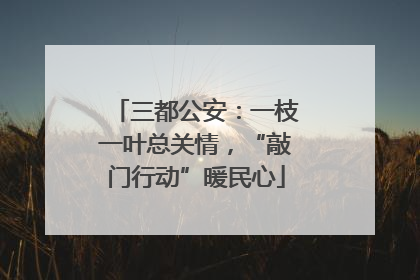 三都公安：一枝一叶总关情，“敲门行动”暖民心