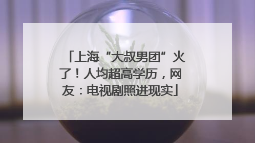 上海“大叔男团”火了！人均超高学历，网友：电视剧照进现实