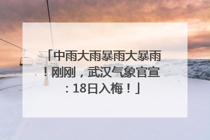 中雨大雨暴雨大暴雨！刚刚，武汉气象官宣：18日入梅！