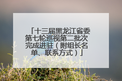 十三届黑龙江省委第七轮巡视第二批次完成进驻（附组长名单、联系方式）
