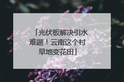 光伏板解决引水难题！云南这个村旱地变花田