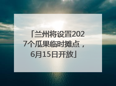 兰州将设置2027个瓜果临时摊点，6月15日开放