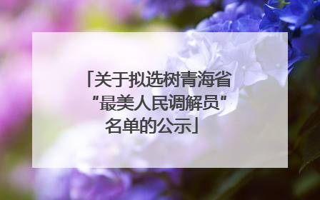 关于拟选树青海省“最美人民调解员” 名单的公示