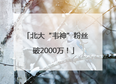 北大“韦神”粉丝破2000万！