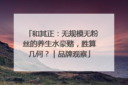 和其正：无规模无粉丝的养生水豪赌，胜算几何？｜品牌观察