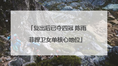 复出后已夺四冠 陈雨菲捍卫女单核心地位