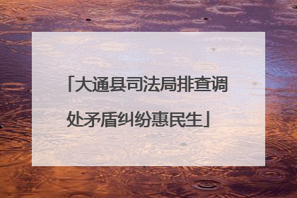 大通县司法局排查调处矛盾纠纷惠民生