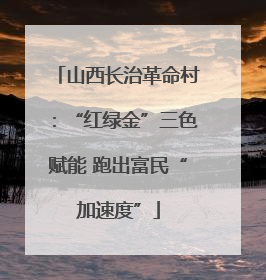 山西长治革命村：“红绿金”三色赋能 跑出富民“加速度”