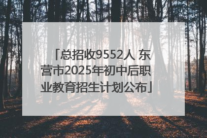 总招收9552人 东营市2025年初中后职业教育招生计划公布