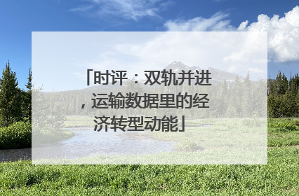 时评：双轨并进，运输数据里的经济转型动能
