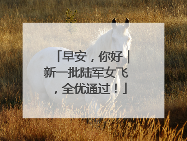 早安，你好｜新一批陆军女飞，全优通过！
