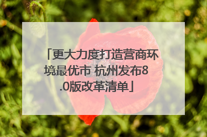 更大力度打造营商环境最优市 杭州发布8.0版改革清单