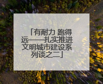 有耐力 跑得远——扎实推进文明城市建设系列谈之二