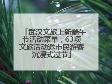 武汉文旅上新端午节活动菜单，63项文旅活动邀市民游客沉浸式过节
