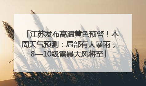 江苏发布高温黄色预警！本周天气预测：局部有大暴雨，8—10级雷暴大风将至