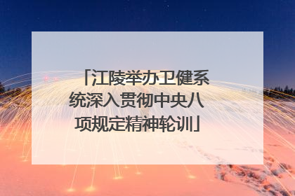 江陵举办卫健系统深入贯彻中央八项规定精神轮训