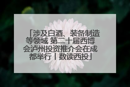 涉及白酒、装备制造等领域 第二十届西博会泸州投资推介会在成都举行丨数读西投
