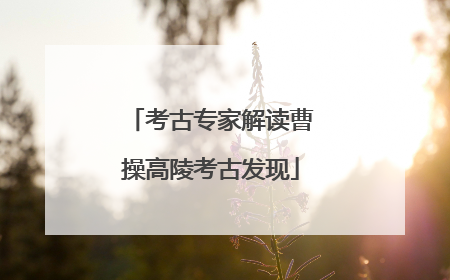 考古专家解读曹操高陵考古发现