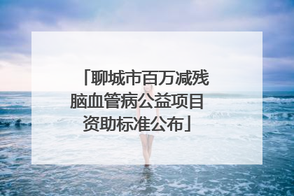 聊城市百万减残脑血管病公益项目资助标准公布