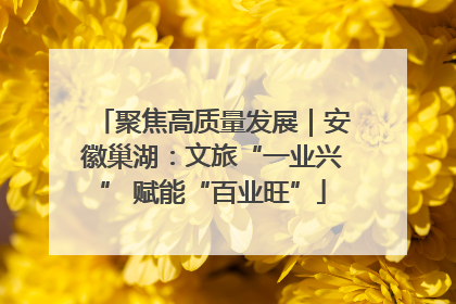 聚焦高质量发展｜安徽巢湖：文旅“一业兴” 赋能“百业旺”