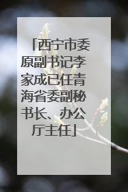 西宁市委原副书记李家成已任青海省委副秘书长、办公厅主任