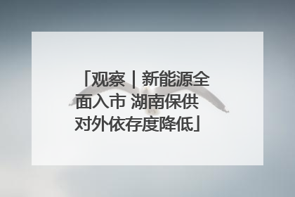 观察｜新能源全面入市 湖南保供对外依存度降低