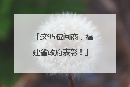 这95位闽商，福建省政府表彰！