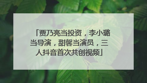 贾乃亮当投资，李小璐当导演，甜馨当演员，三人抖音首次共创视频