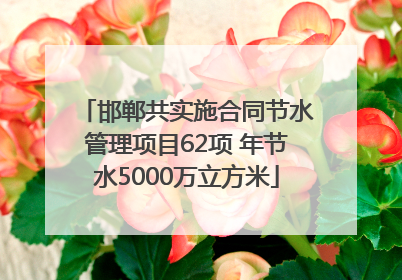 邯郸共实施合同节水管理项目62项 年节水5000万立方米