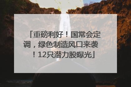 重磅利好！国常会定调，绿色制造风口来袭！12只潜力股曝光