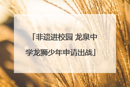 非遗进校园 龙泉中学龙狮少年申请出战