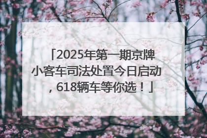 2025年第一期京牌小客车司法处置今日启动，618辆车等你选！