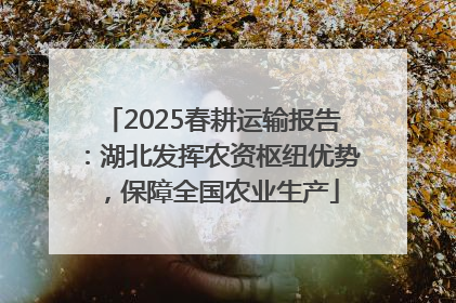 2025春耕运输报告：湖北发挥农资枢纽优势，保障全国农业生产
